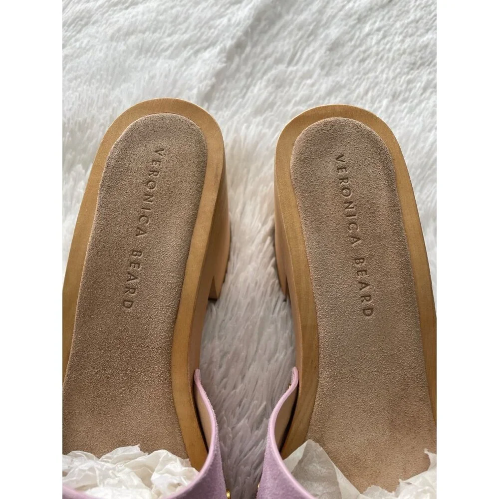 VERONICA BEARD Hannalee Suede Platform Clogs Lavender Size 10 - Picture 10 of 11